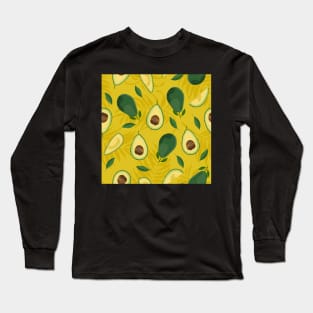 avocado slice yellow Background Long Sleeve T-Shirt